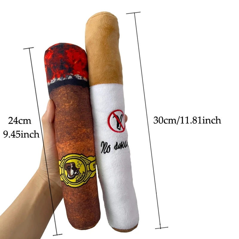 Plush Cigar Squeak Toy for Dogs Interactive Chew