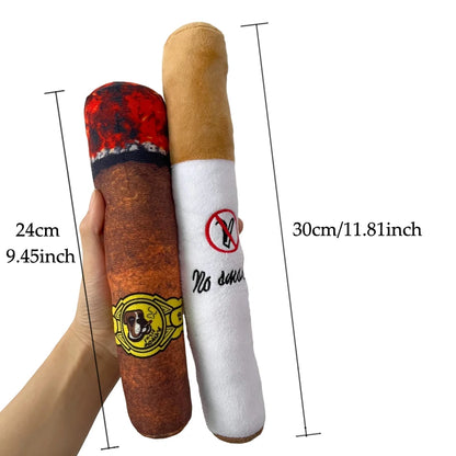 Plush Cigar Squeak Toy for Dogs Interactive Chew