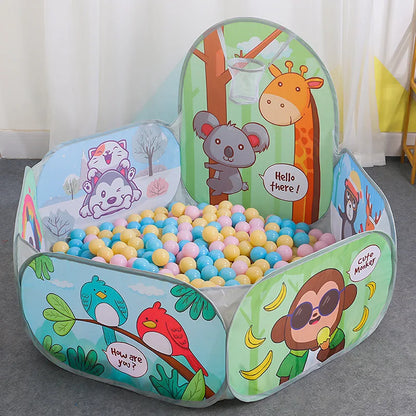 120cm Kids Playpen Ball Pool with Basketball Hoop
