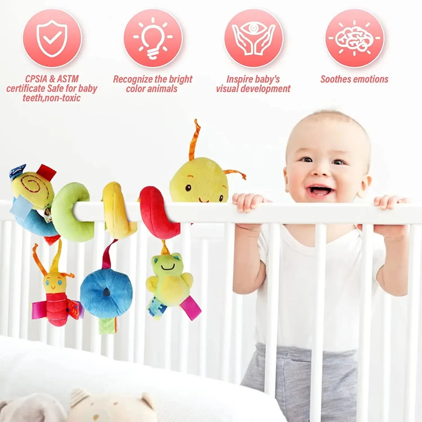 Baby Crib Hanging Rattles - Stroller & Car Seat Spiral Toy