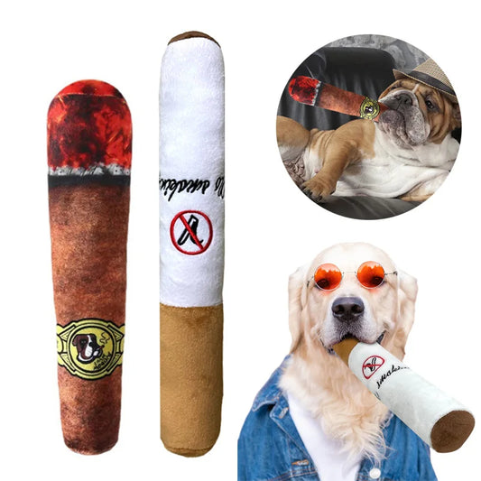 Plush Cigar Squeak Toy for Dogs Interactive Chew