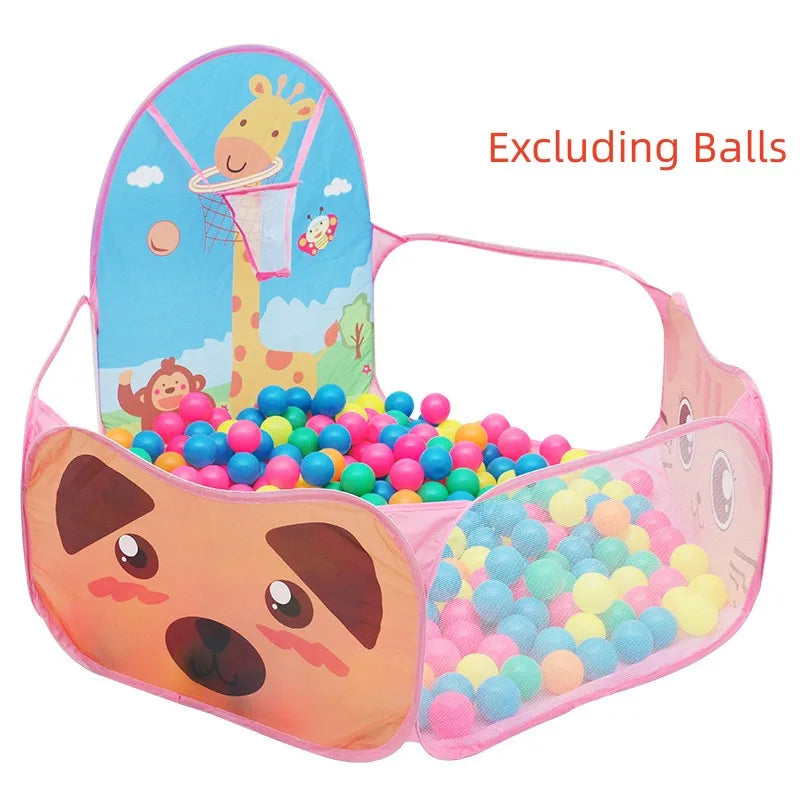 120cm Kids Playpen Ball Pool with Basketball Hoop