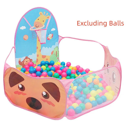 120cm Kids Playpen Ball Pool with Basketball Hoop