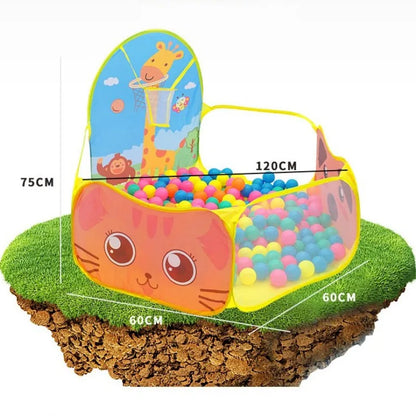 120cm Kids Playpen Ball Pool with Basketball Hoop