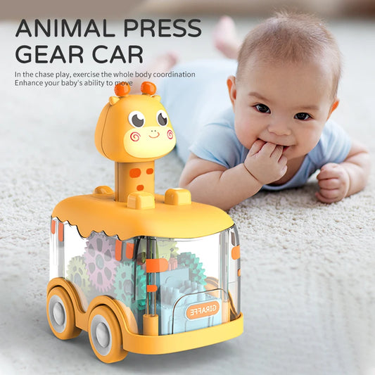 Press Gear Pull Back Toy Car Puzzle Animals