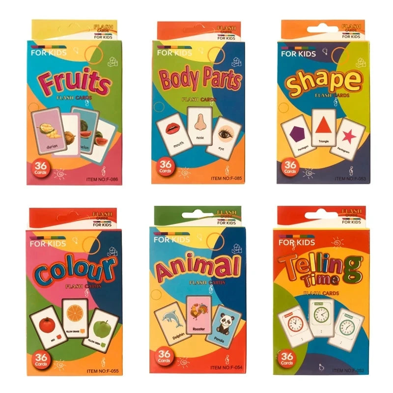 Children Cognition Cards - Body Parts, Animals, Fruits Flashcards