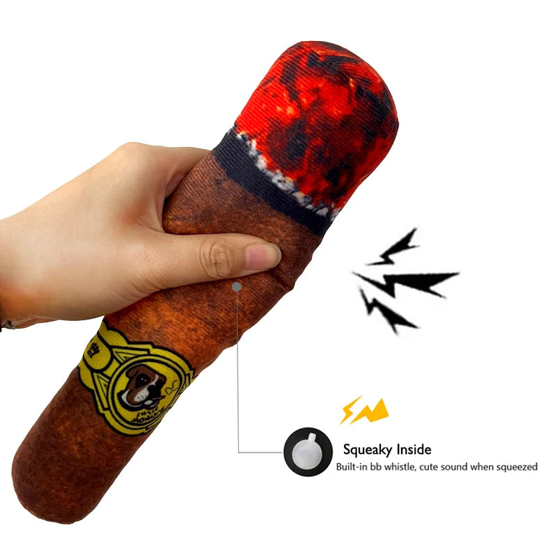 Plush Cigar Squeak Toy for Dogs Interactive Chew